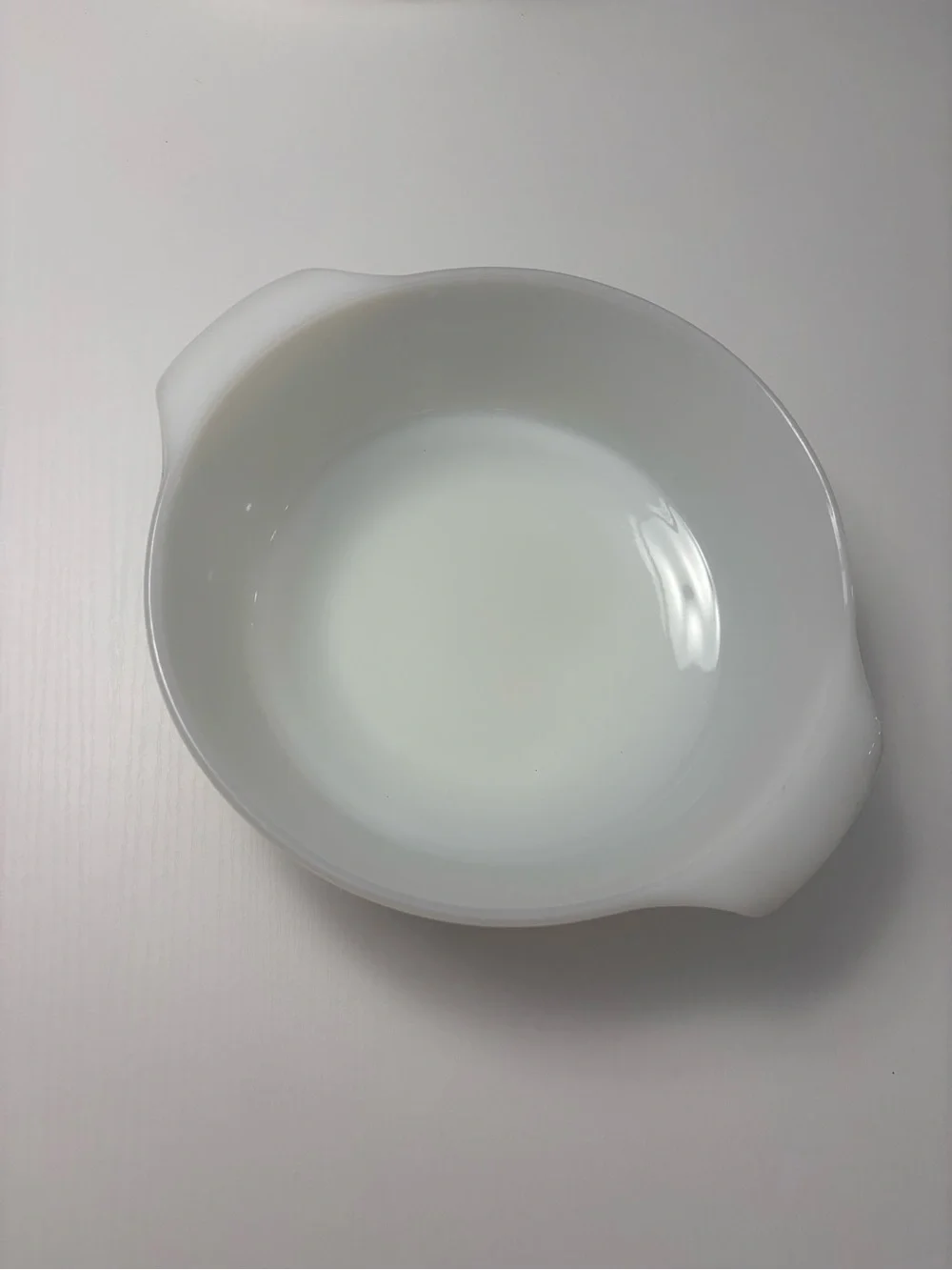 Vintage Fire-King Anchor Hocking Milk Glass Casserole Dish with Handles